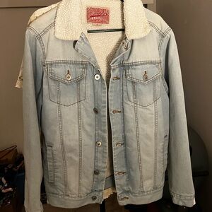 Brooklyn Cloth Light Wash Jean Jacket with Sherpa Collar